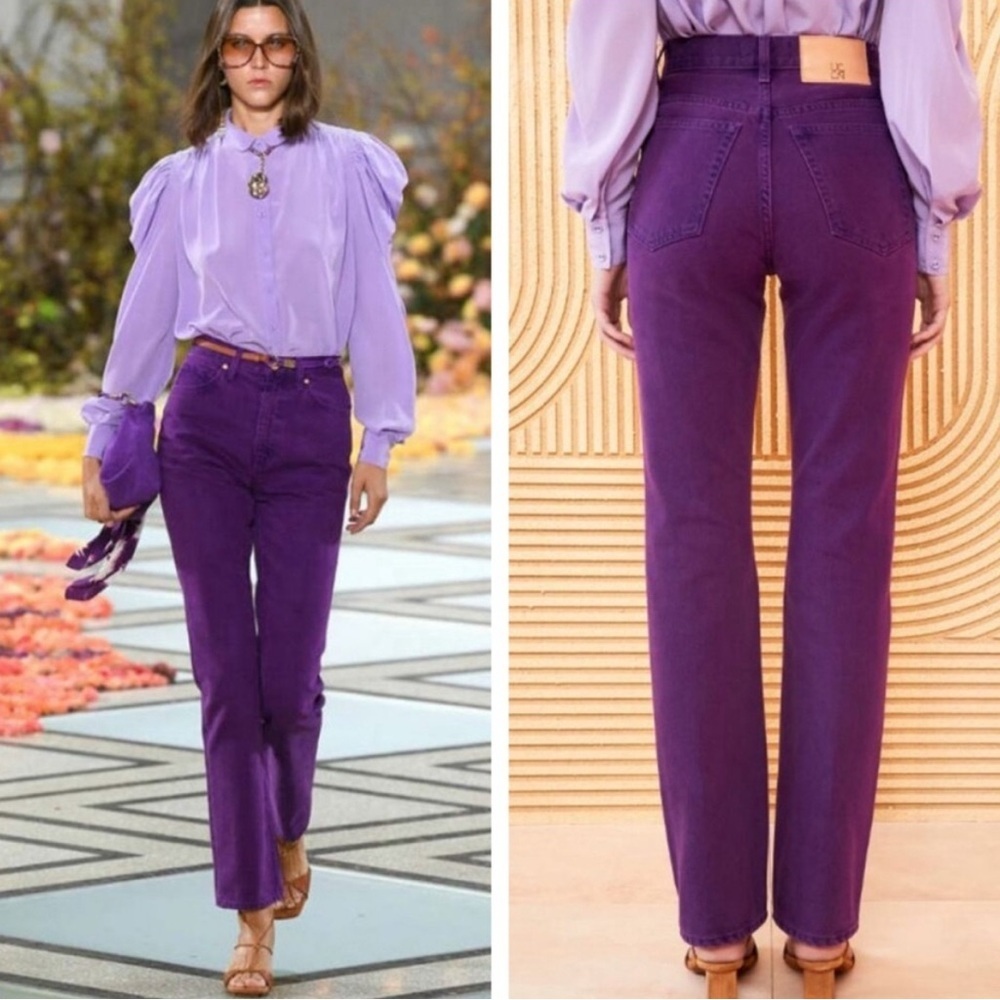 NWT! Ulla Johnson The Agnes Jeans in Cassis Wash Purple Denim Straight Leg Sz 24